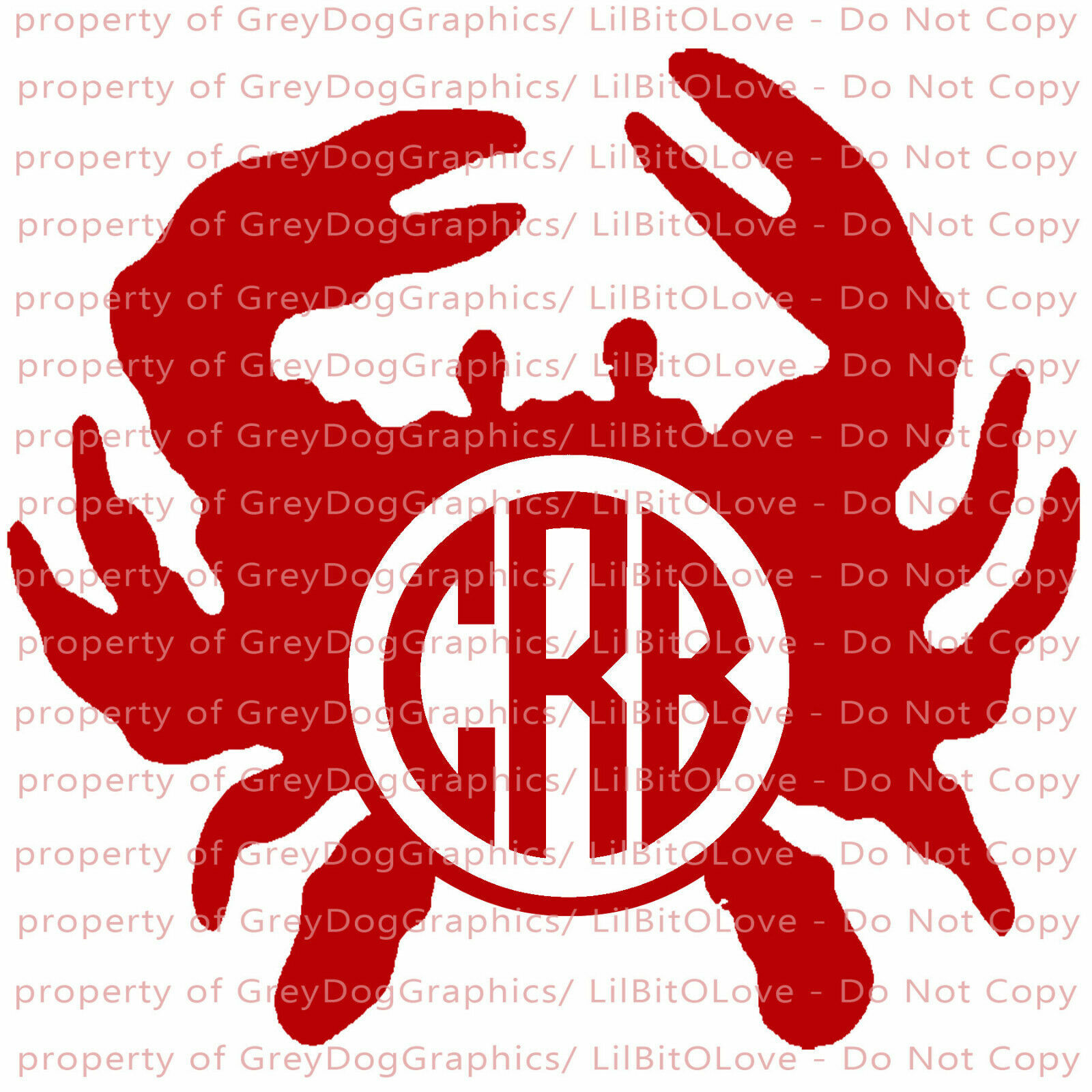Custom Full Sized Crab Monogram Decal Your Initials Letters Sticker Blue Crabs
