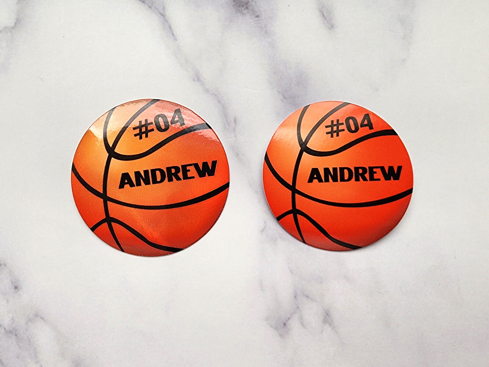 Custom Holographic Basketball Sticker – Personalized Name & Number, Team Gift