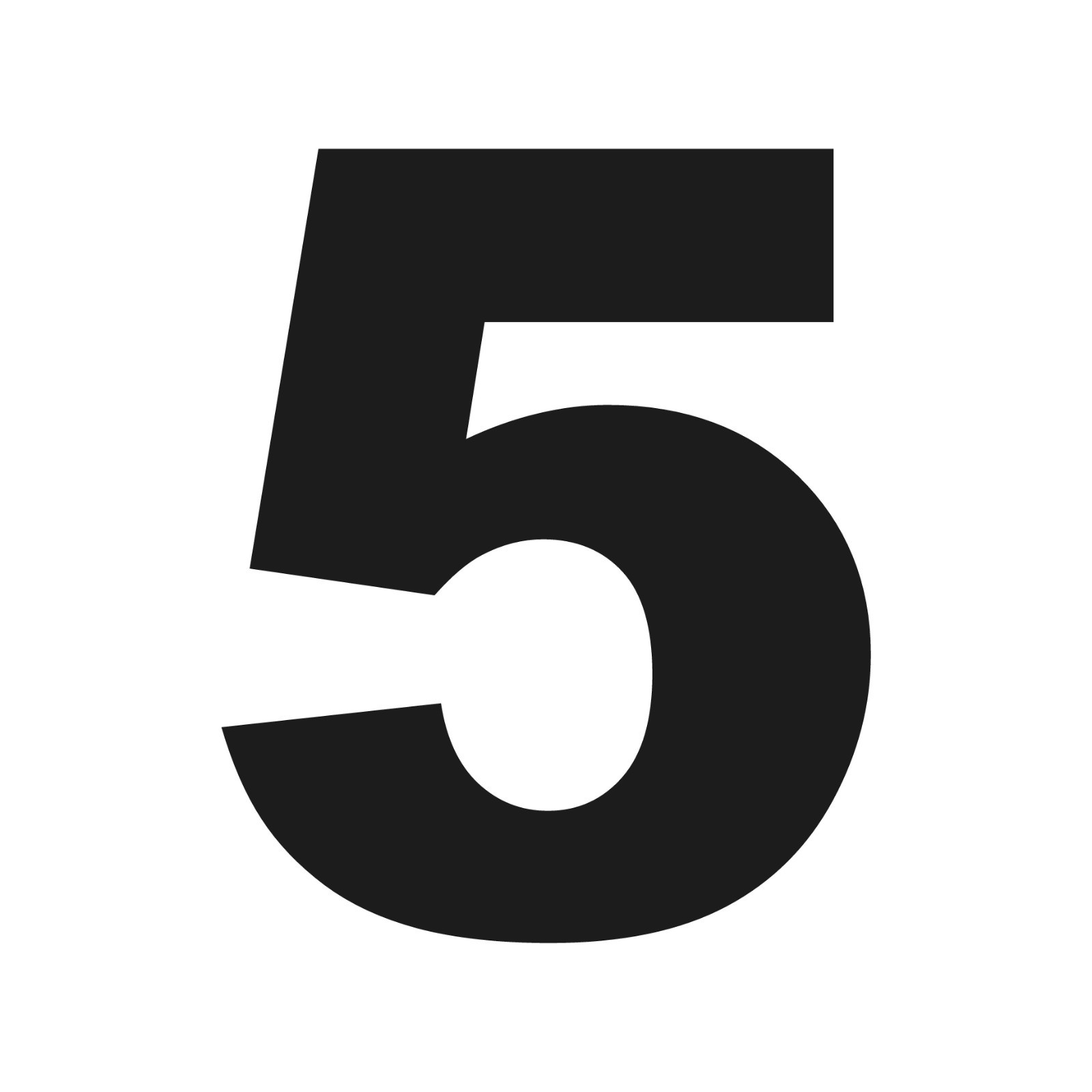 Number Five Arial Black font Vinyl decal 5 bold font Sticker