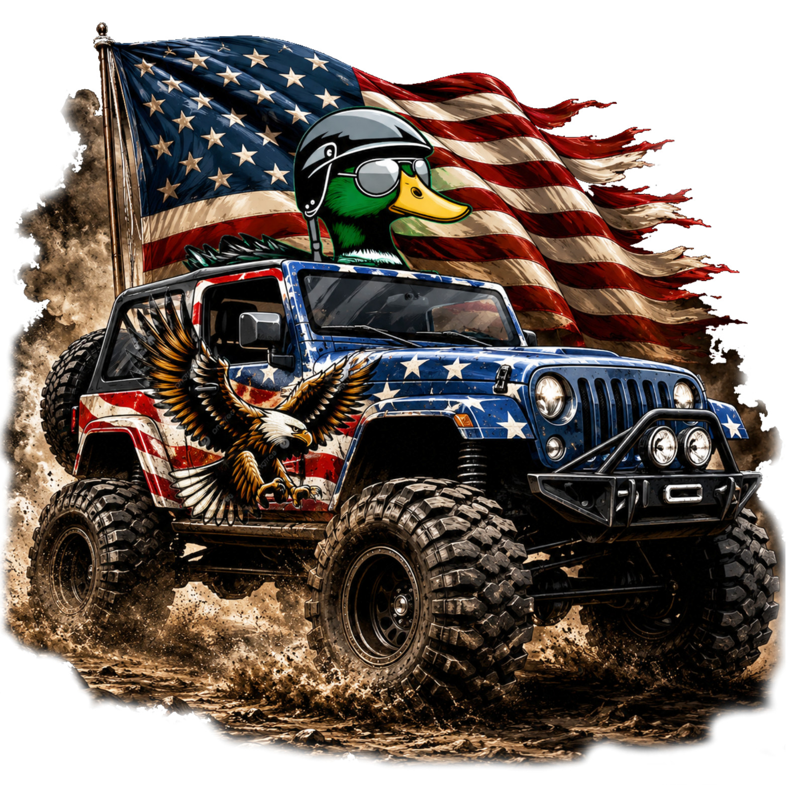 Patriotic Rubber Duck Sticker Ducky Duck Duckie 4th July USA Flag 4×4 Vehicle