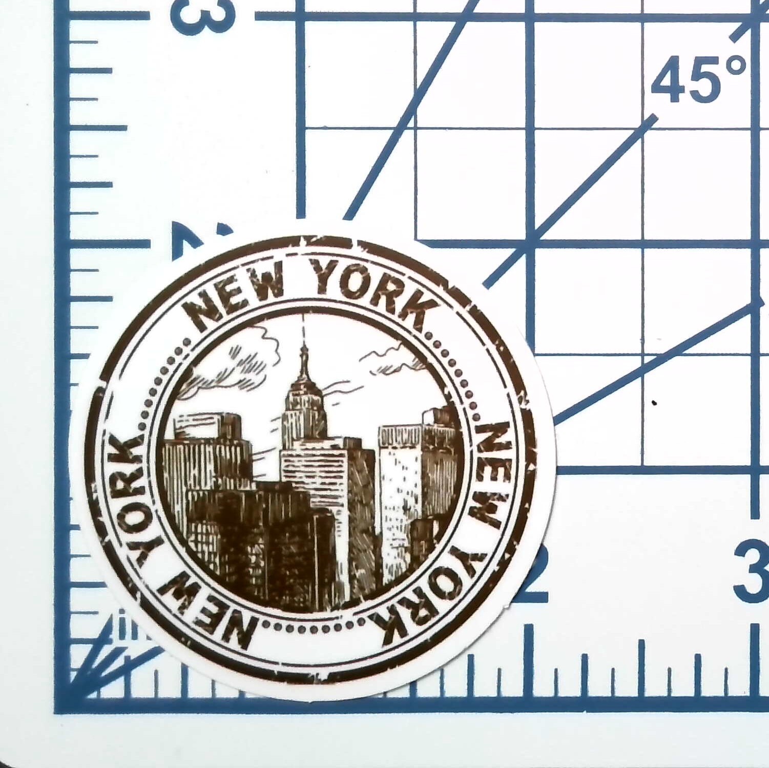 New York City Stamp Sticker Die Cut Vinyl Decal Postmark Travel Souvenir Vintage