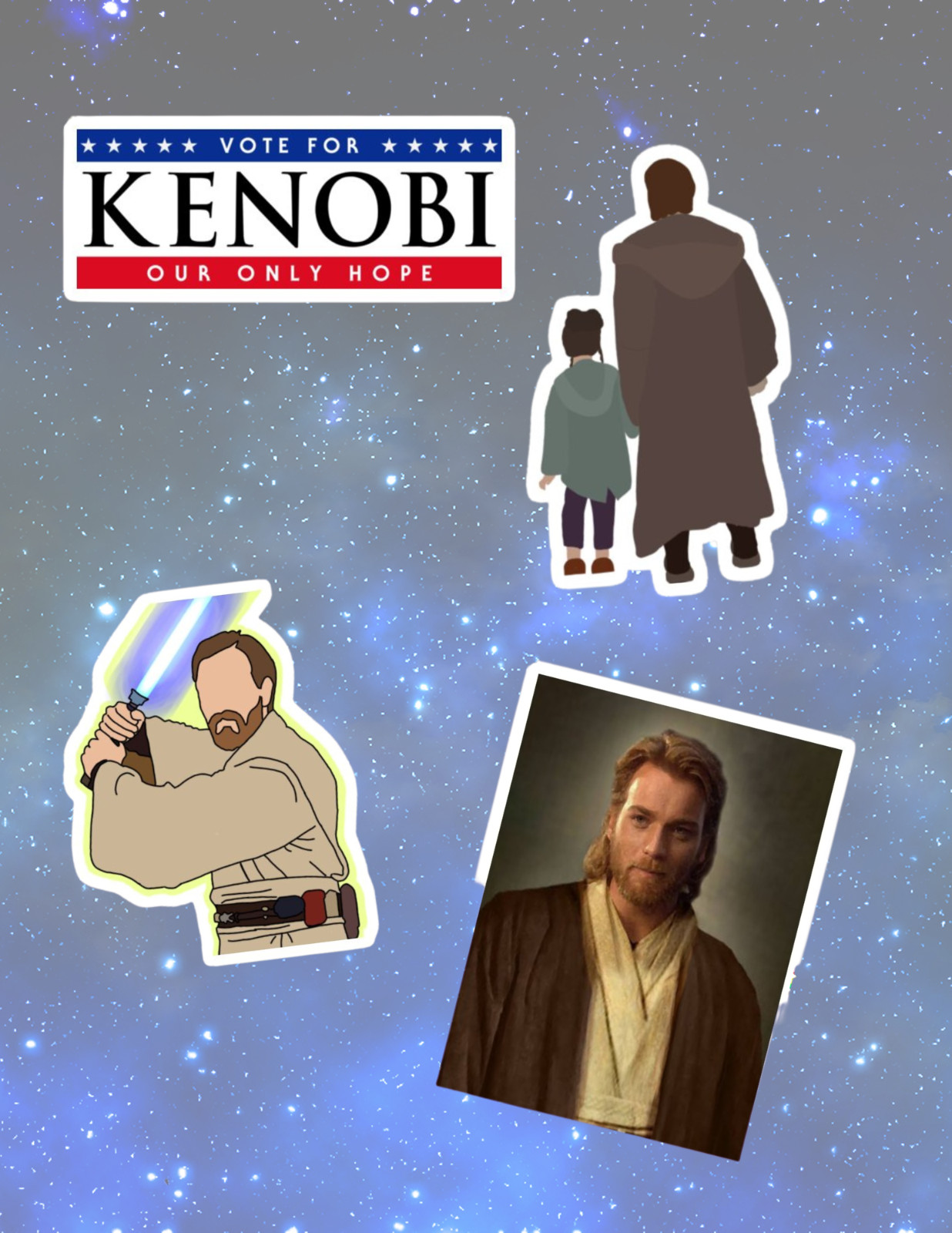 Obi Wan Kenobi Star Wars 4pc Sticker Pack