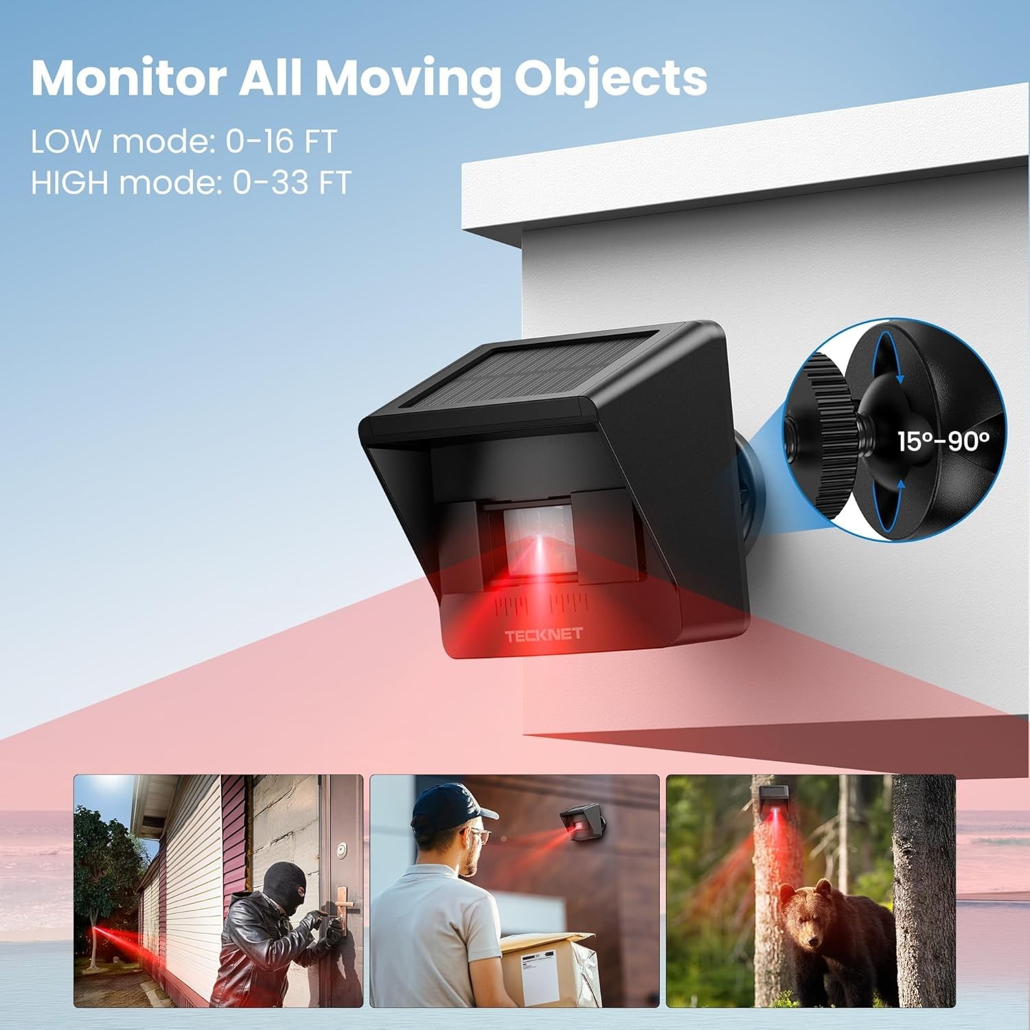 Solar Wireless Driveway Alarm with 2600FT Long Range & 36 Melodies & 5 V
