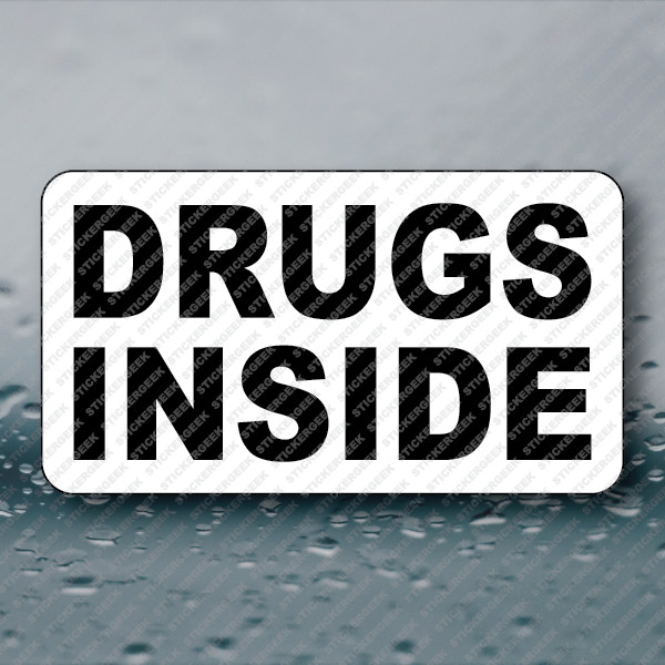 DRUGS INSIDE 25-250pcs bulk sticker pack funny prank gag joke sticker