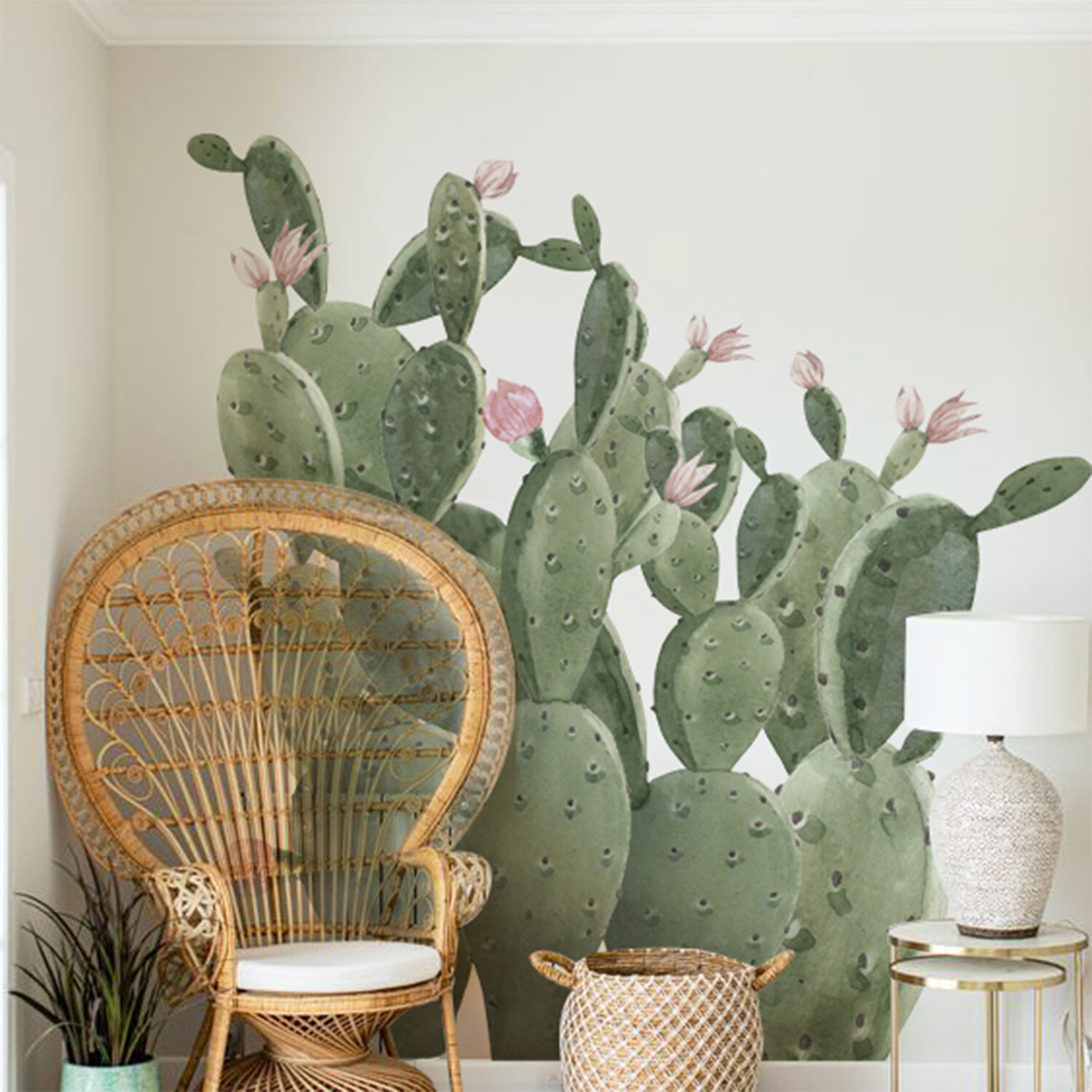 Self Adhesive Giant Prickly Pear Cactus Wall Stickers 93.70" x 92.52"