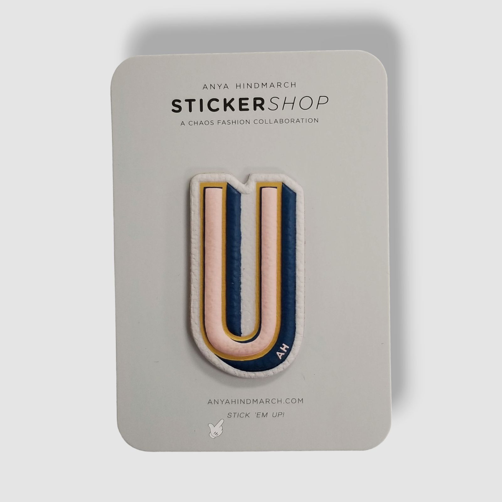 $55 Anya Hindmarch Pink Blue Letter "U" Leather Sticker