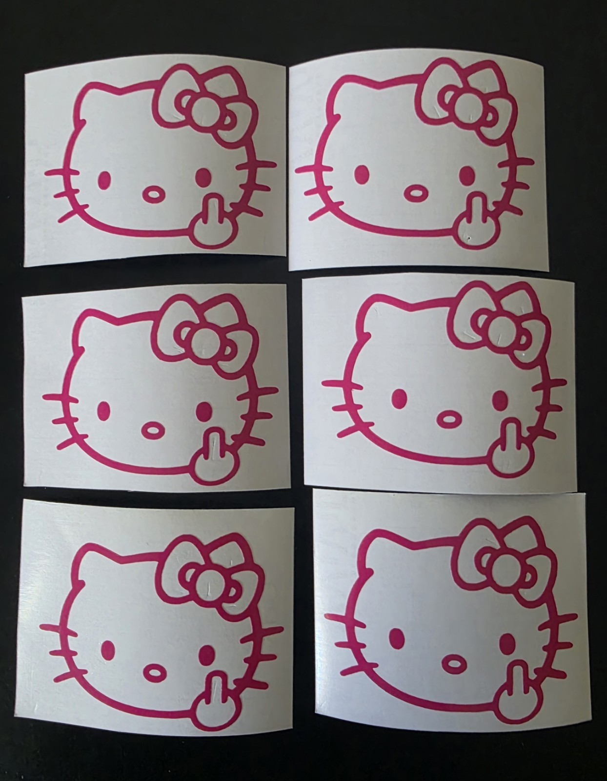 Set of 6 Hello Kitty Finger Vinyl Decal Sticker 3×3 Inches Hot Pink 8/4