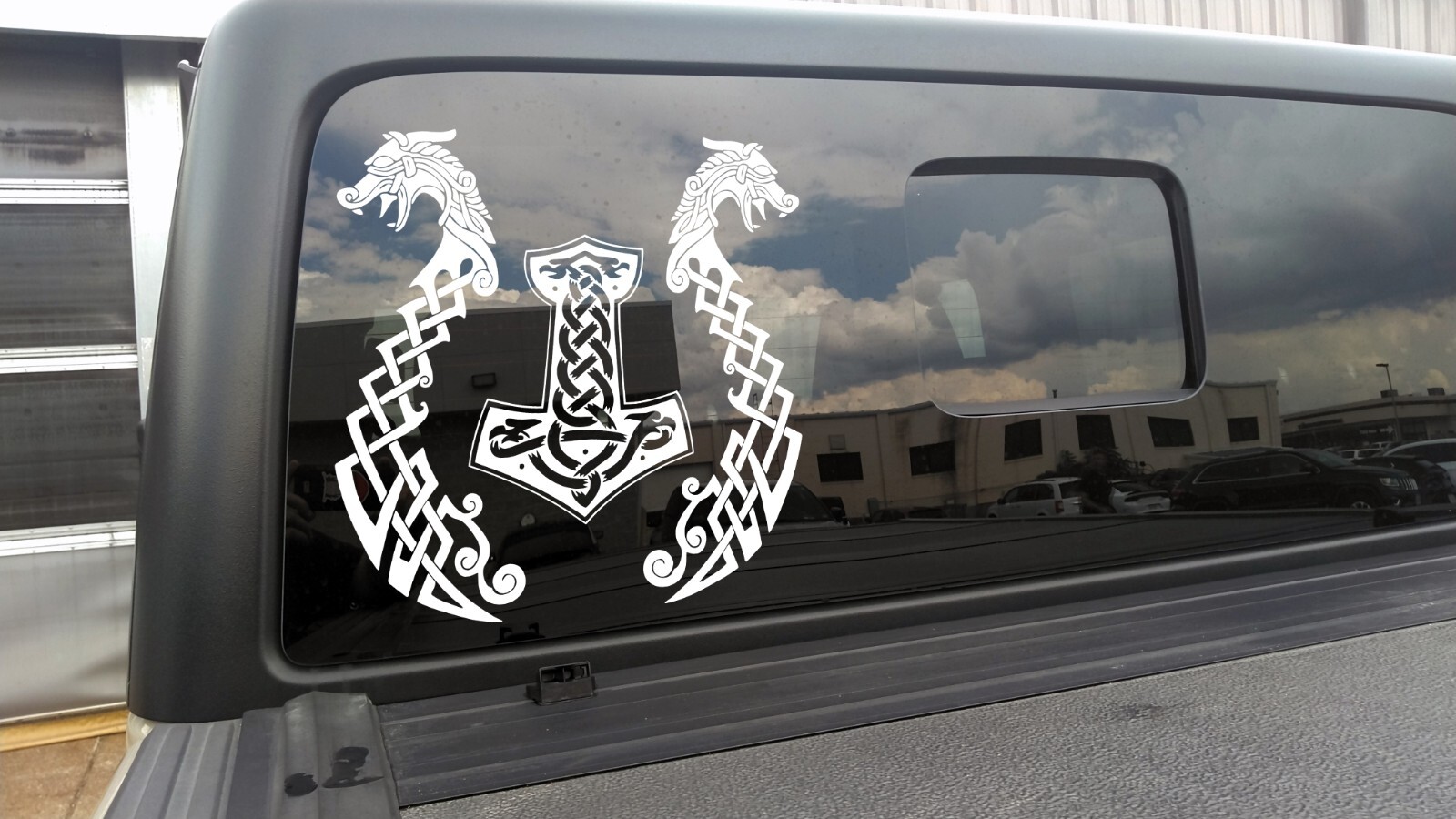 Viking Dragons with Mjolnir Vinyl Decal – Hammer Icelandic Norse Mythology