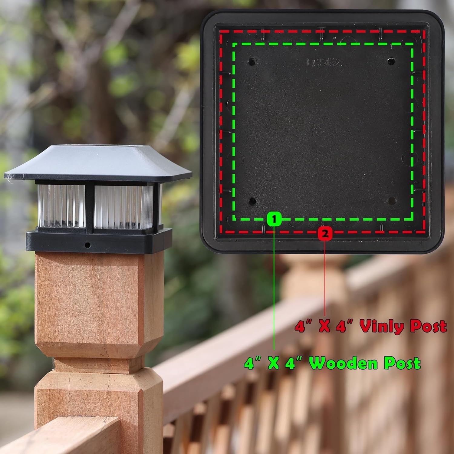 Solar Flame Post Cap Lights Outdoor, Solar Powered Fence Post Light, Flickering