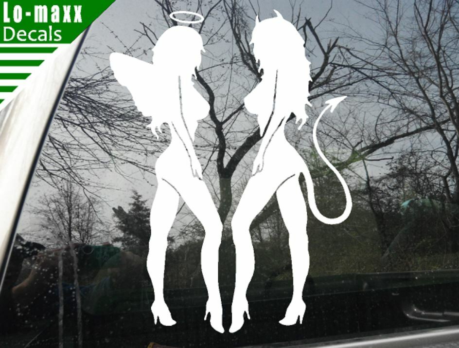Hot Sexy Angel & Devil Girl Car Truck Boat Superior Quality Die Cut Vinyl Decal