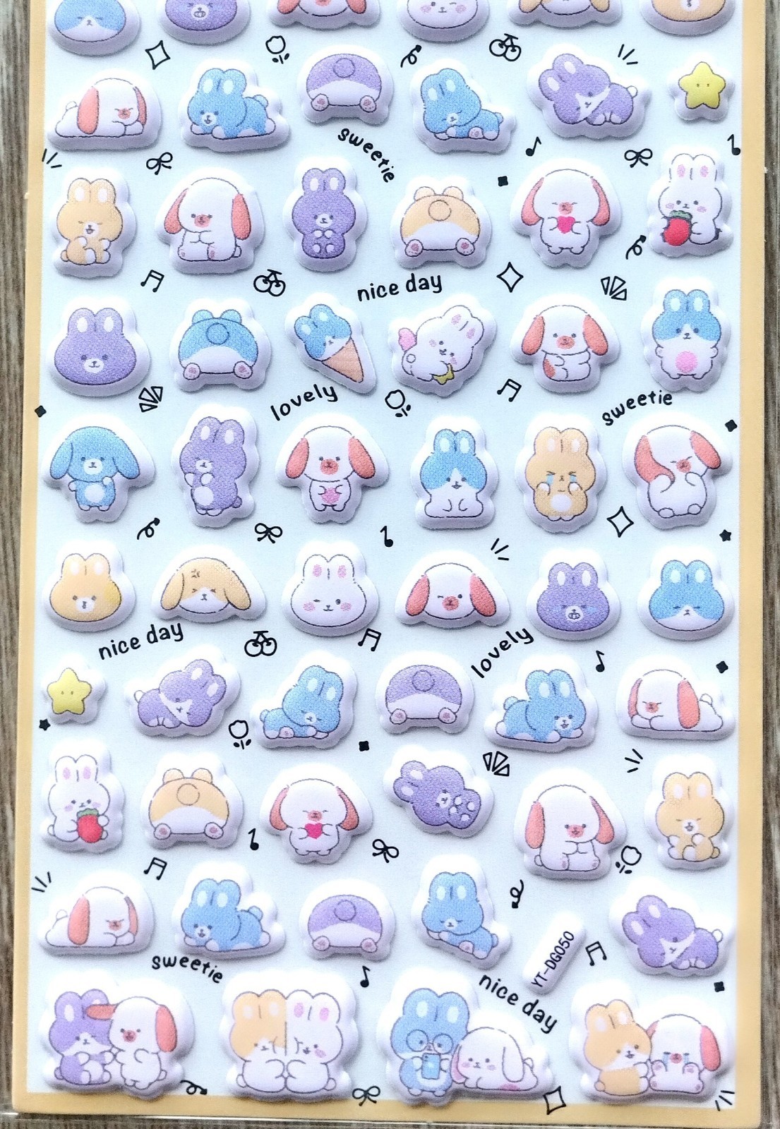 Cute Family Rabbit & Dog PVC Puffy Sticker Animal Bunny Puppy Kids Gift JAPAN