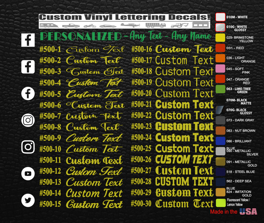 Lettering Custom Text Vinyl Stickers Decal Personalized Any Text – Name #501