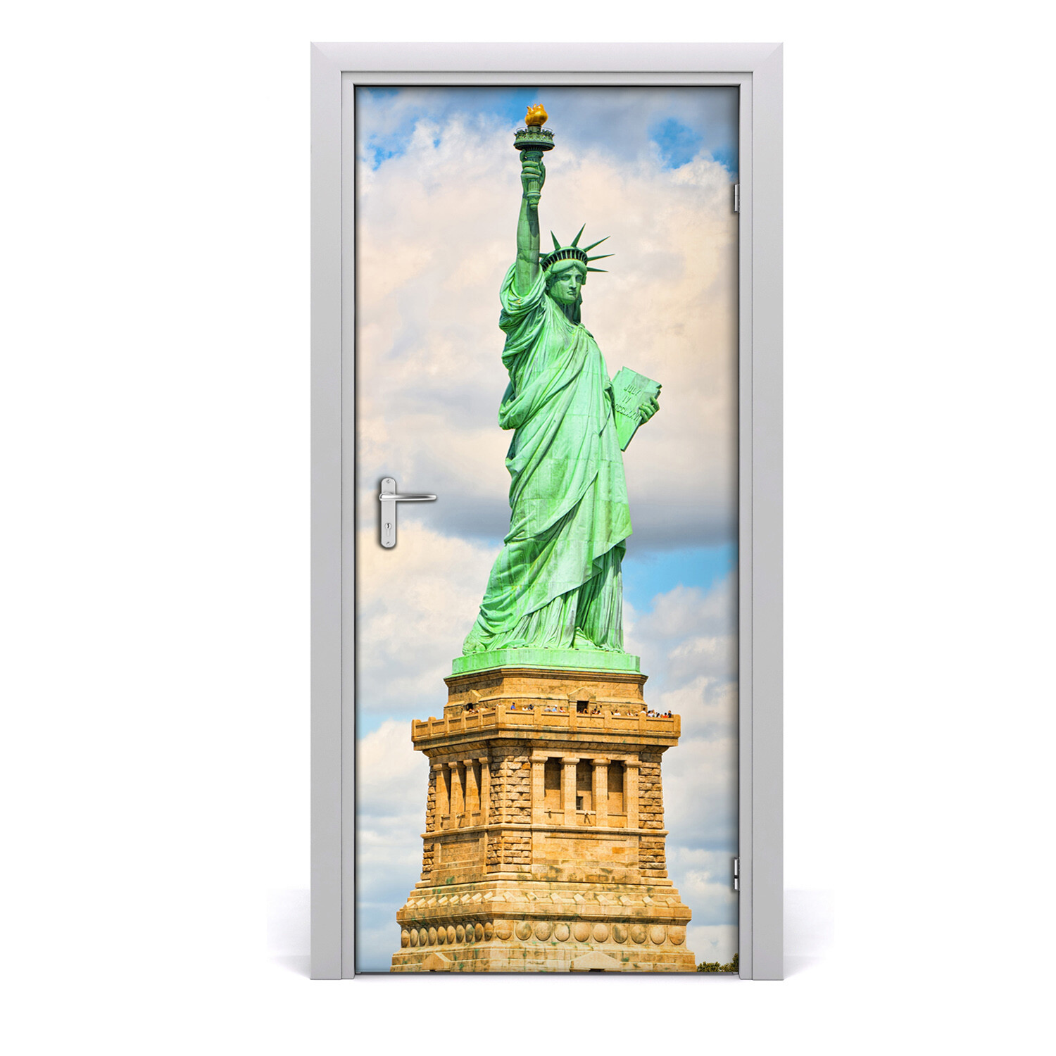 Self adhesive Door wrap removable Peel & Stick Landscape Statue of Liberty