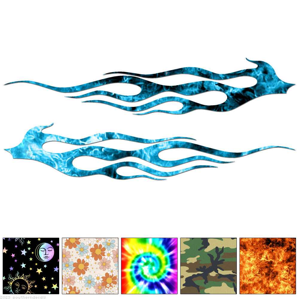 Pair Flames Fire – Decal Sticker – Multiple Patterns & Sizes – ebn7277