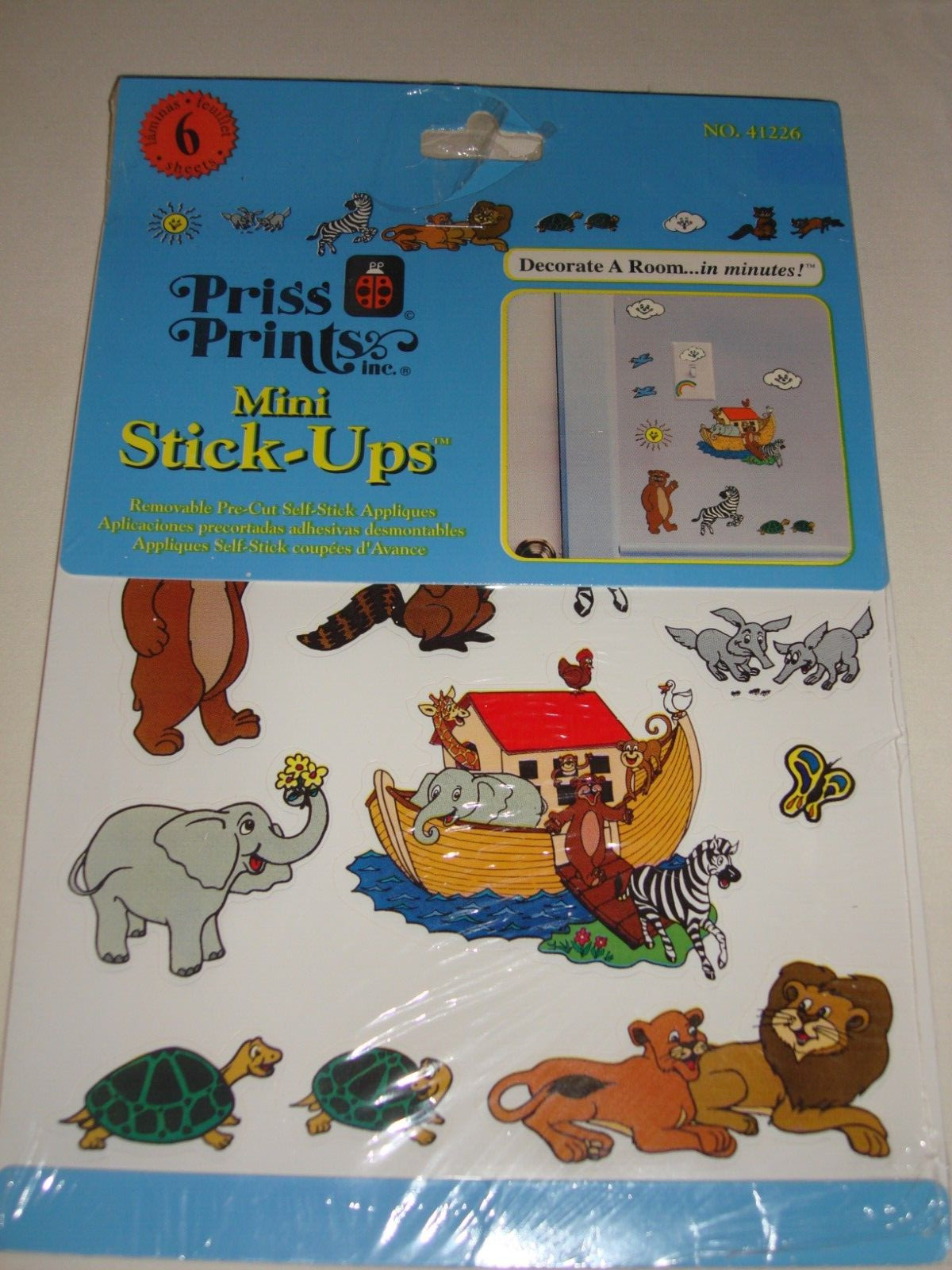 NOAH'S ARK Vintage Priss Prints, Inc. Mini Stick-Ups Removable Pre-Cut NIP