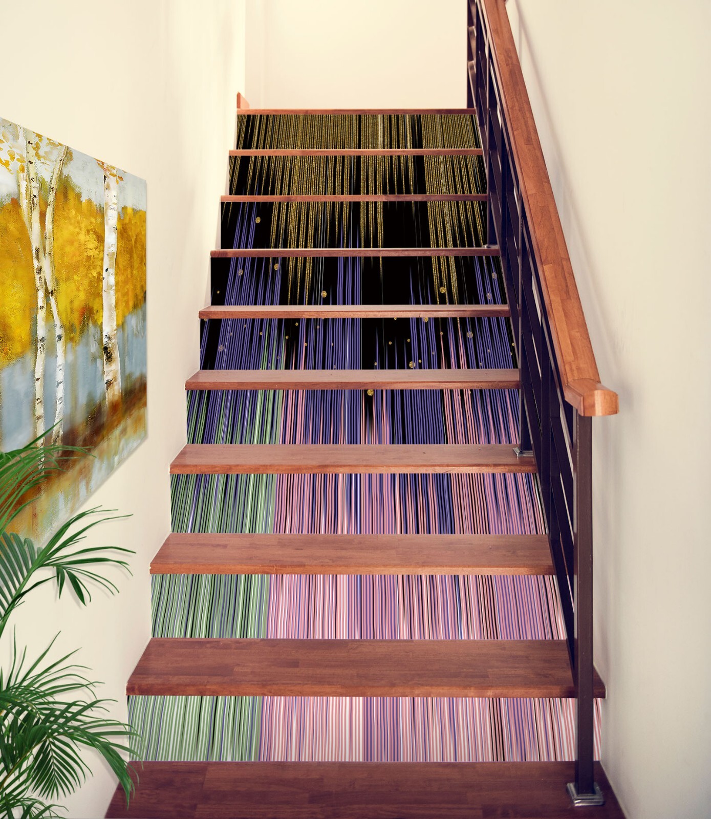3D Purple Line 602 Stair Risers Decoration Photo Mural Vinyl Decal Wallpaper