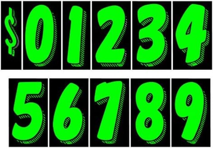 Vinyl Decals for Cars Chartreuse Large Number Stickers 11 Dozen Windshield Nu…