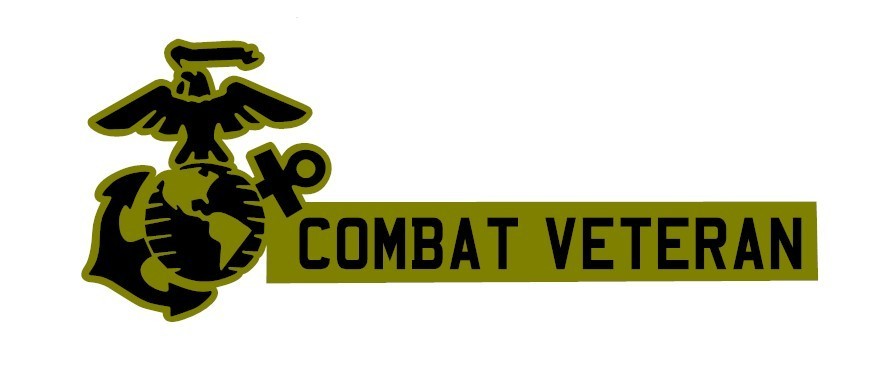 UNITED STATES MARINE CORPS COMBAT VETERAN VINYL DECAL/STICKER OLIVE/BLACK USMC