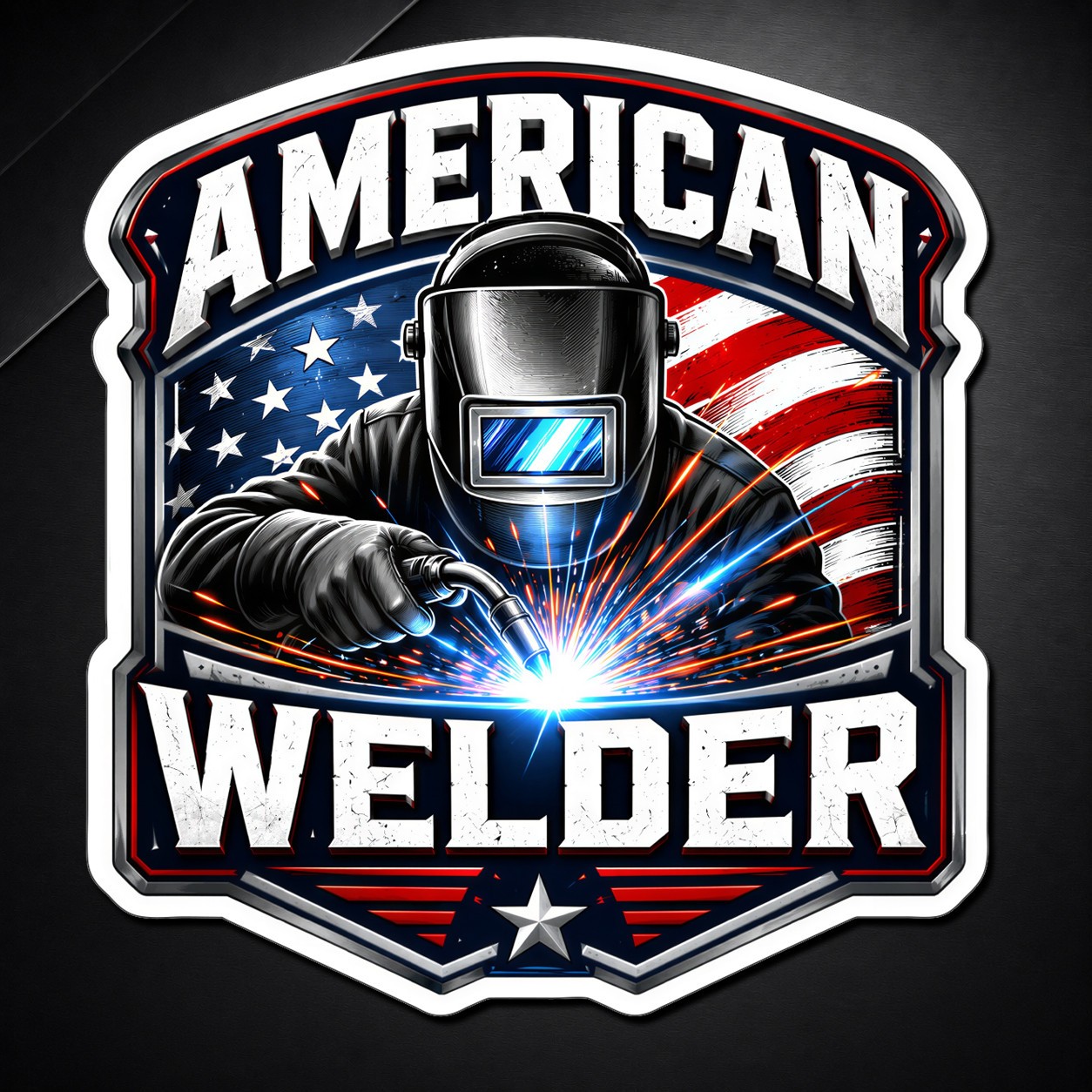 American Welder Sticker 3in Vinyl Decal Patriotic Welding Toolbox Truck USA Flag