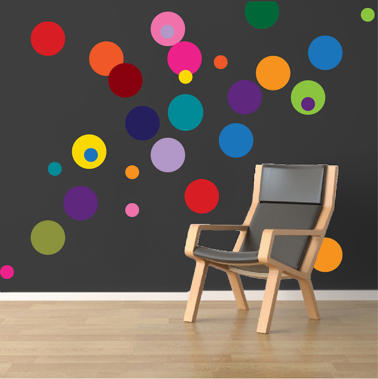 Colorful Dots Wall Decal Mural Removable Colors Circles Custom Layout Color, d11