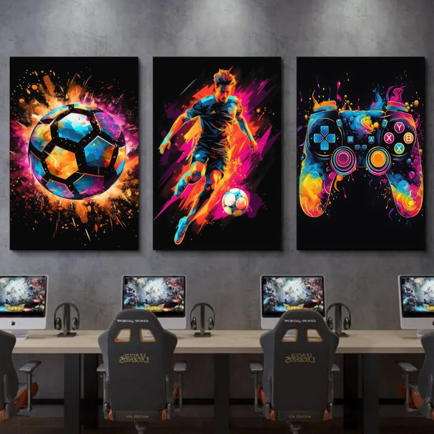 BGFCE Gaming Canvas Wall Art Decor, Paintings Art Game Controller Color Splas…