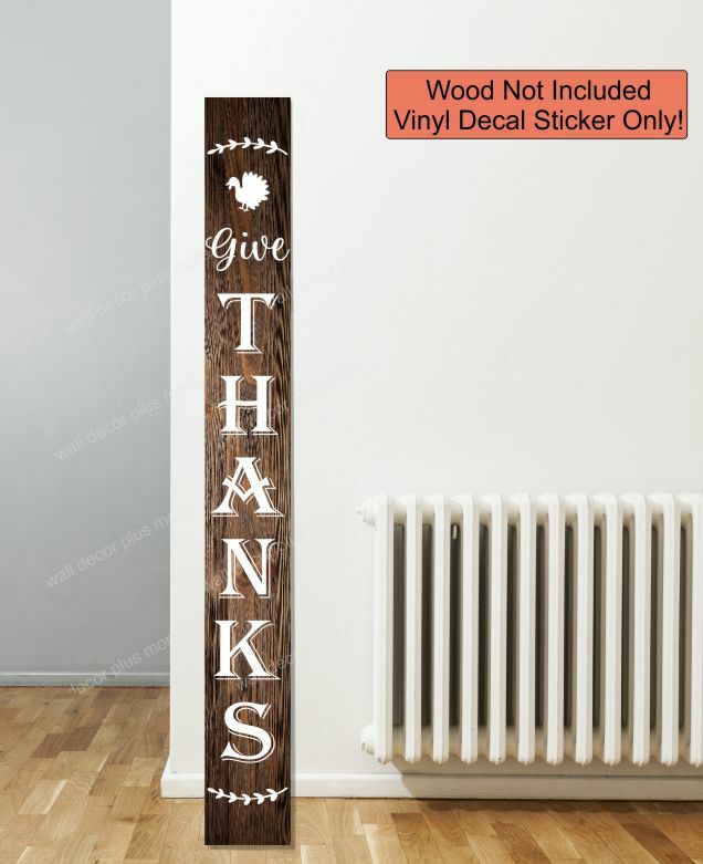 Decal Sticker for Tall Wood Sign Fall Porch Give Thanks Wreath Autumn Turkey Art