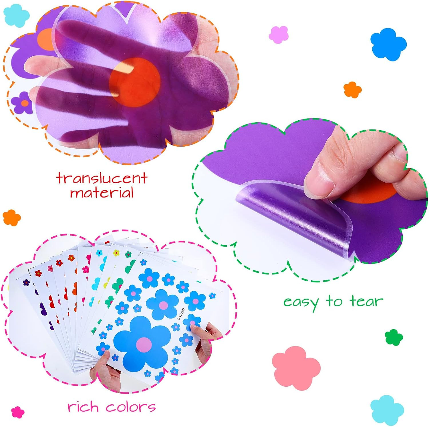288 Pcs Colorful Floral Wall Stickers for Nursery Bedroom (9.1 X 11.4 Inch)