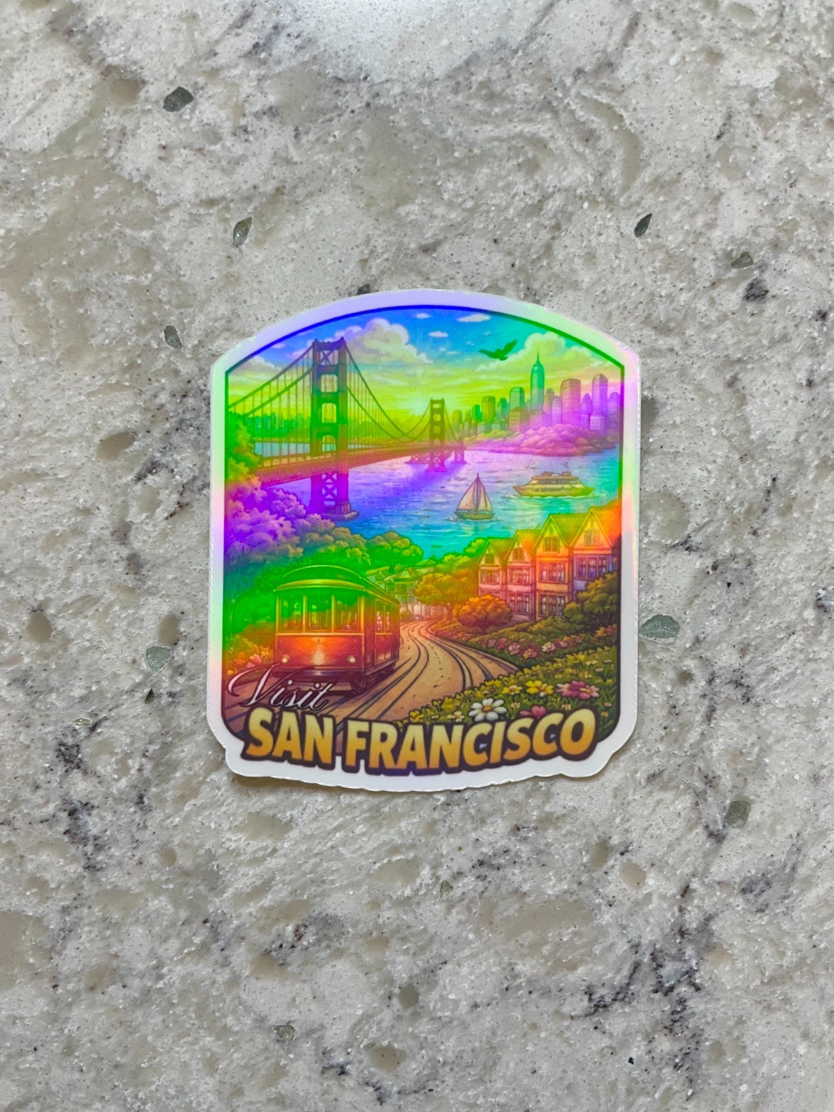 San Francisco Postcard Sticker l Gloss or Holographic l Waterproof Decal