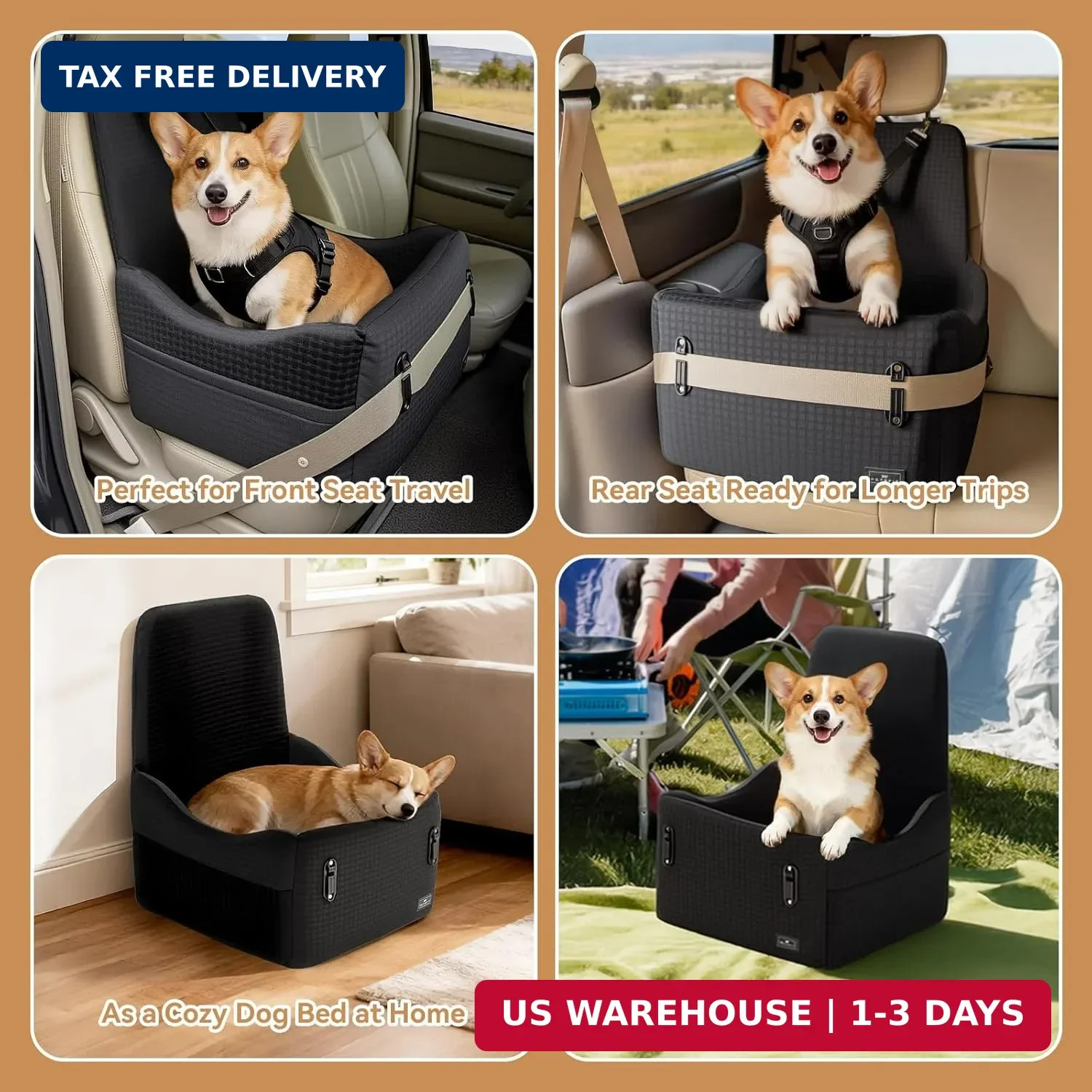 Dog Booster Car Seat for Small/Medium Dogs up to 35 lbs 5" Memory Foam Pet Seat