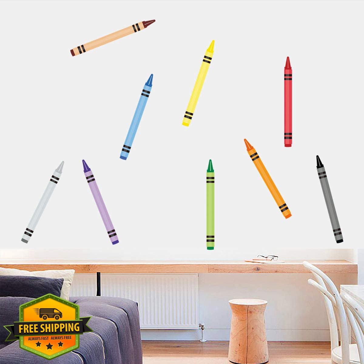 CozyDecor 12" Crayon Wall Decals