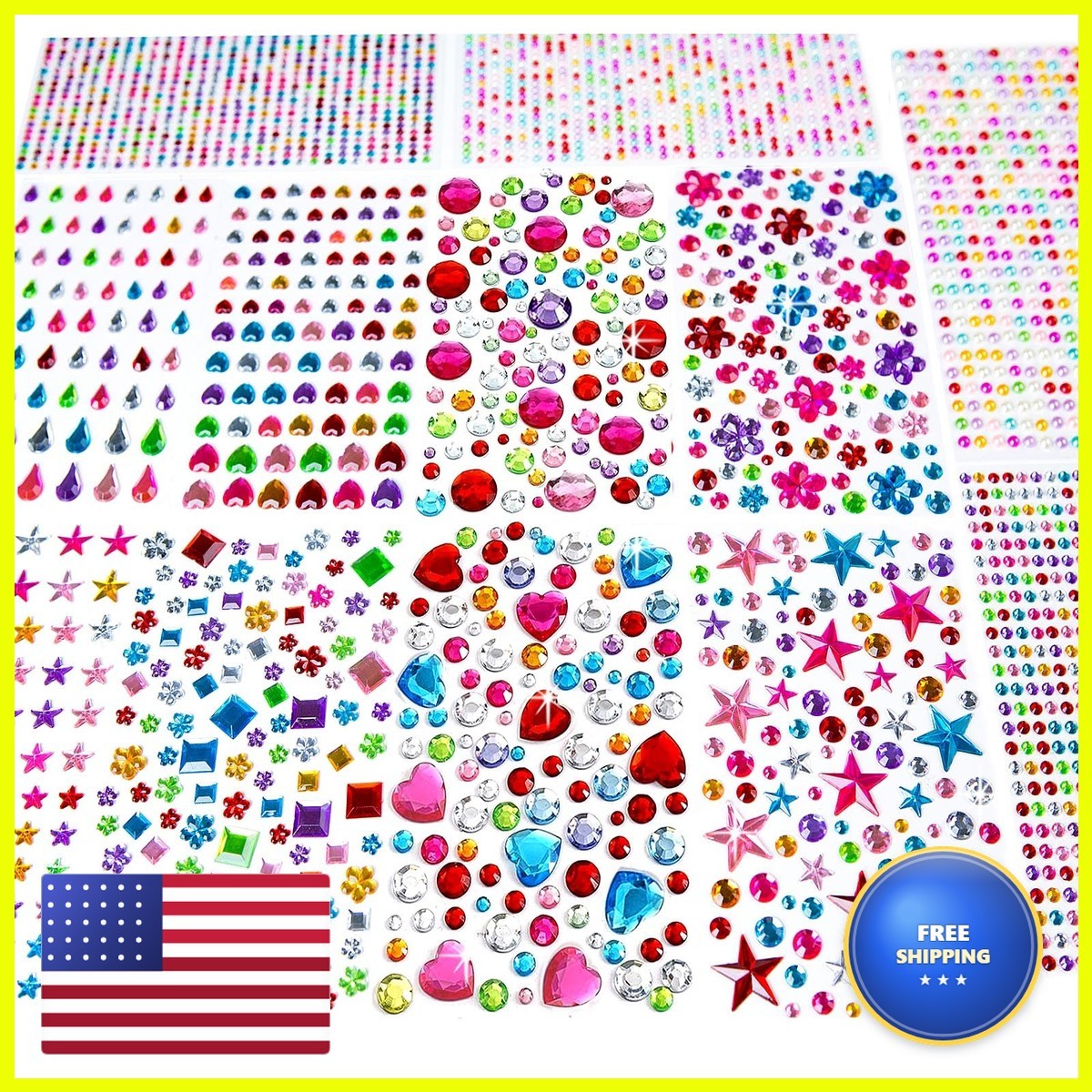 EODIEBN 3228pcs Rhinestone Gem Stickers