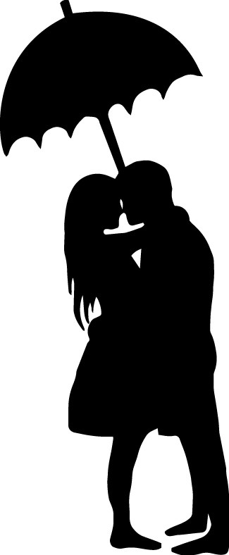 4" Couple Under Umbrella Decal Sticker Love Marriage Rain Hug Married Valentines