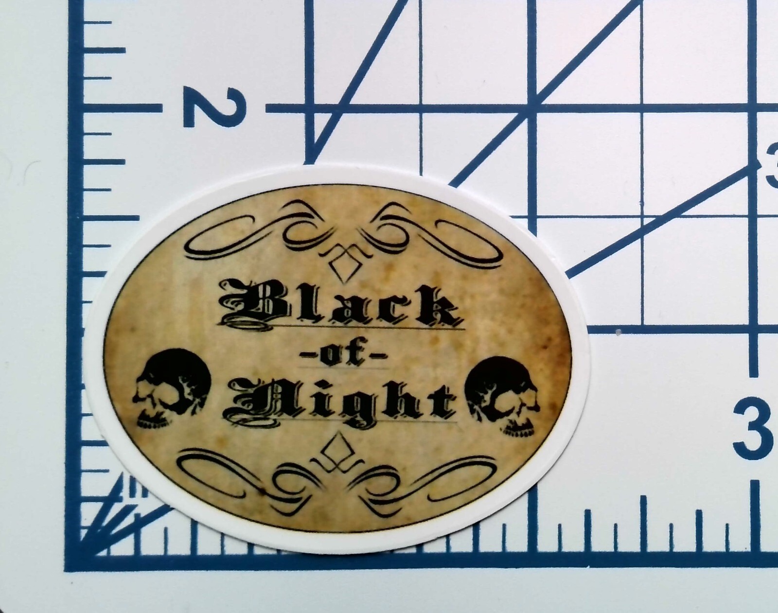 Black of Night Sticker Skull Gothic Apothecary Vinyl Die Cut Journal Decal Oval