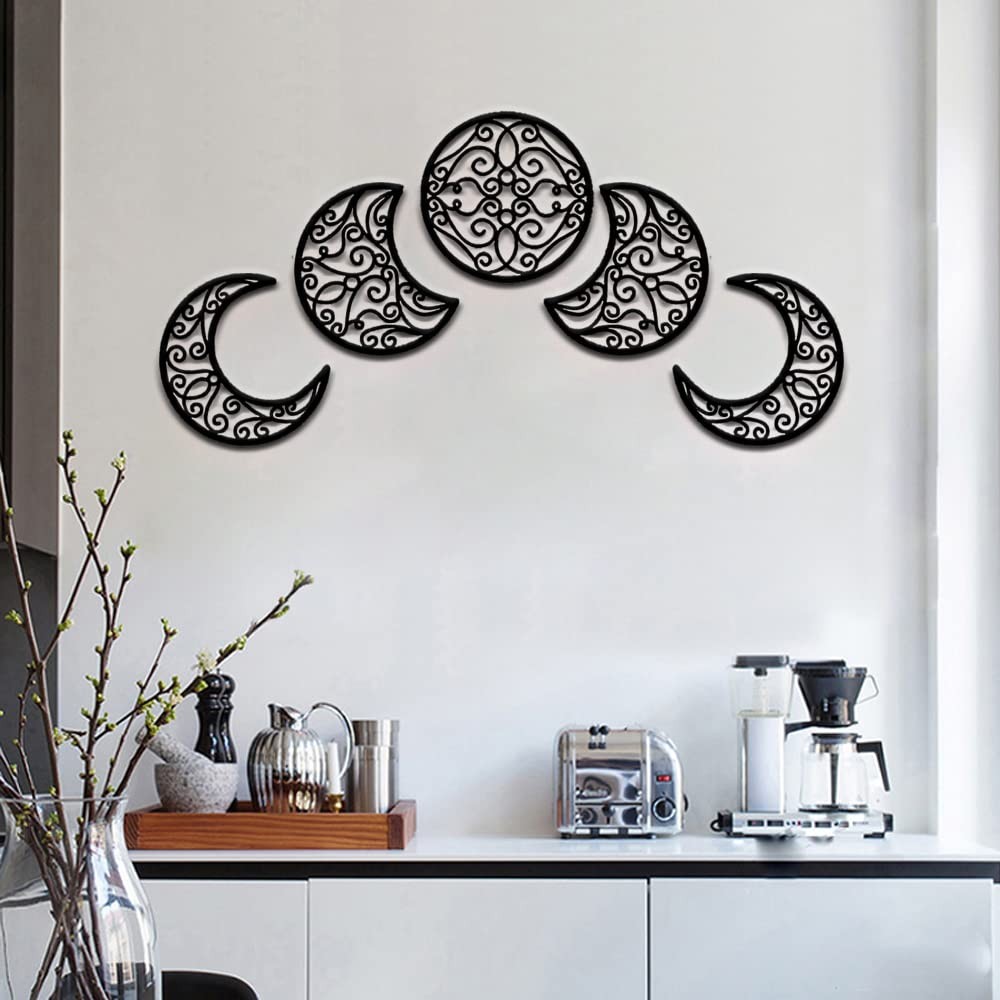 Moon Wall Decoration, Moon Phase Wall Art Decoration Hanging (5 Pieces) Nordi…