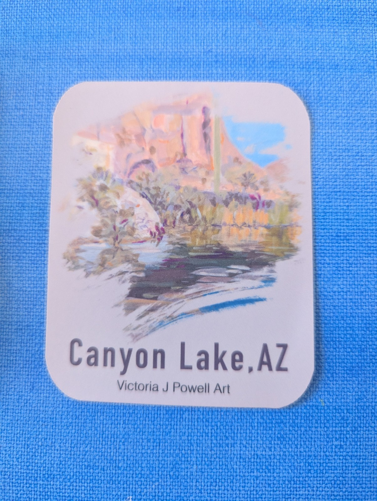 Fine Art Travel Sticker Canyon Lake Arizona Artist RV Van Car Collect