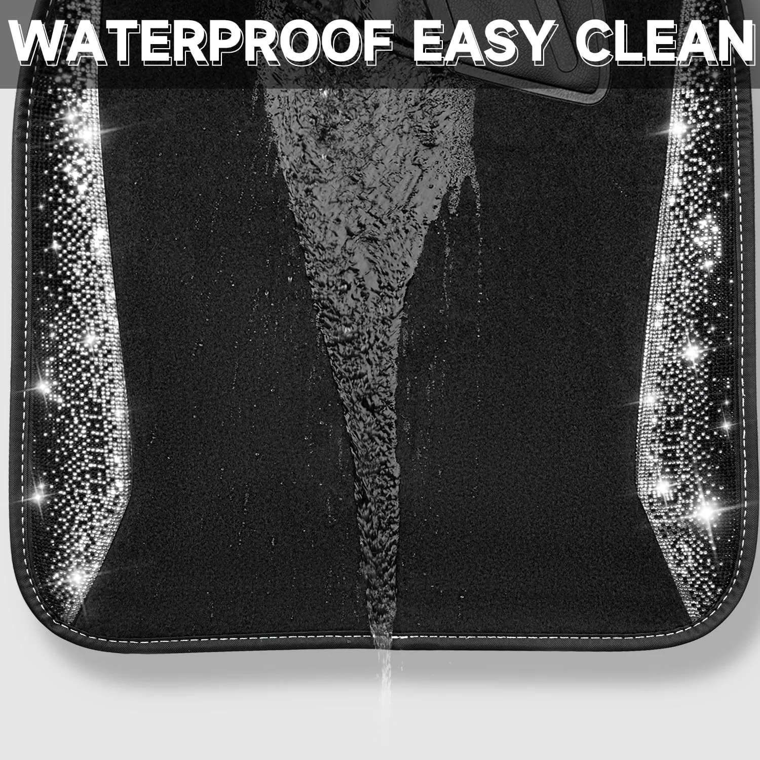 CAR PASS Bling Diamond Car Floor Mat Shining Rhinestones Carpet, Sparkly Glitter