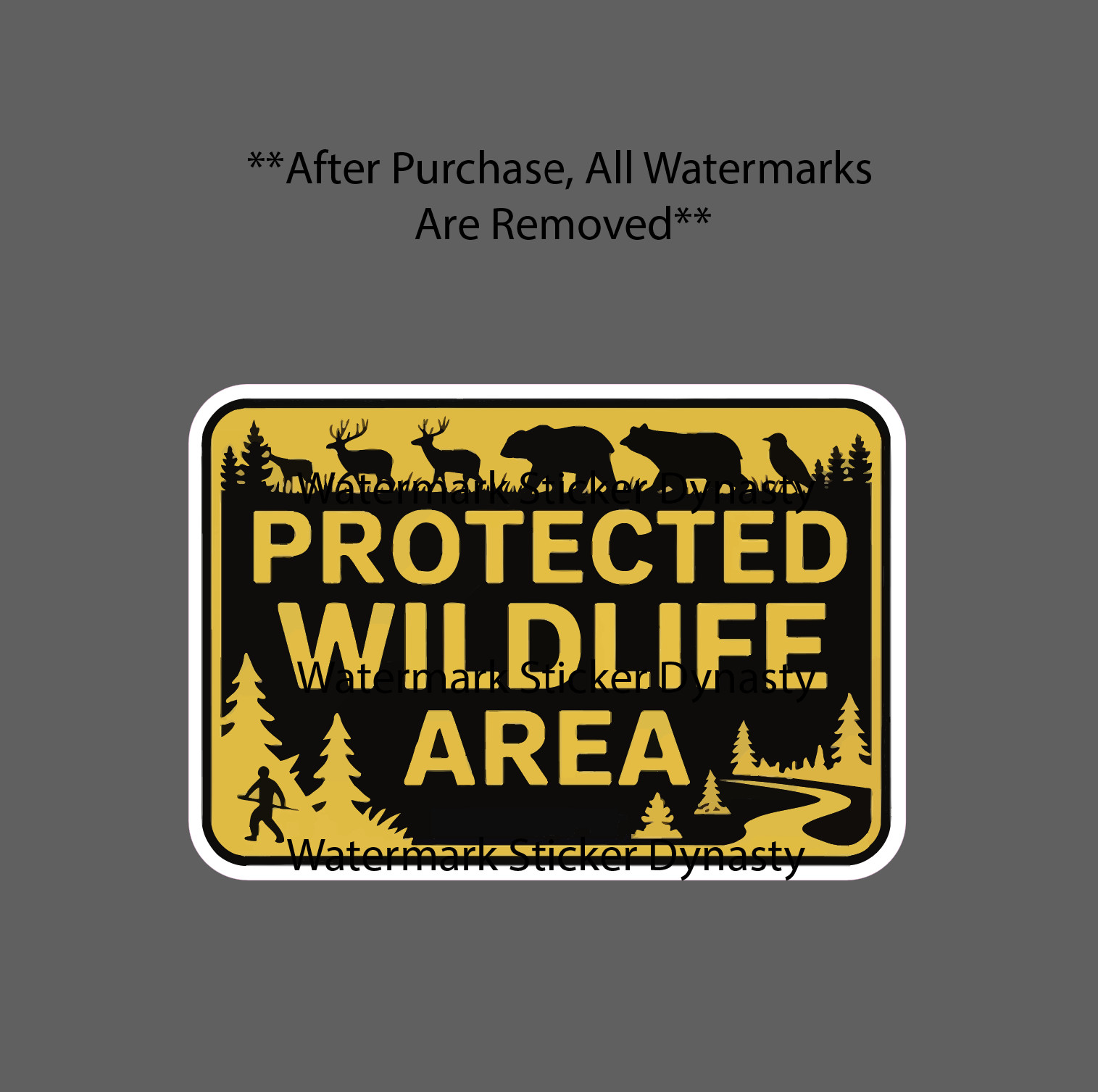 Protected Wildlife Area Sticker Waterproof Decal Forest Animal Bear Gift NEW