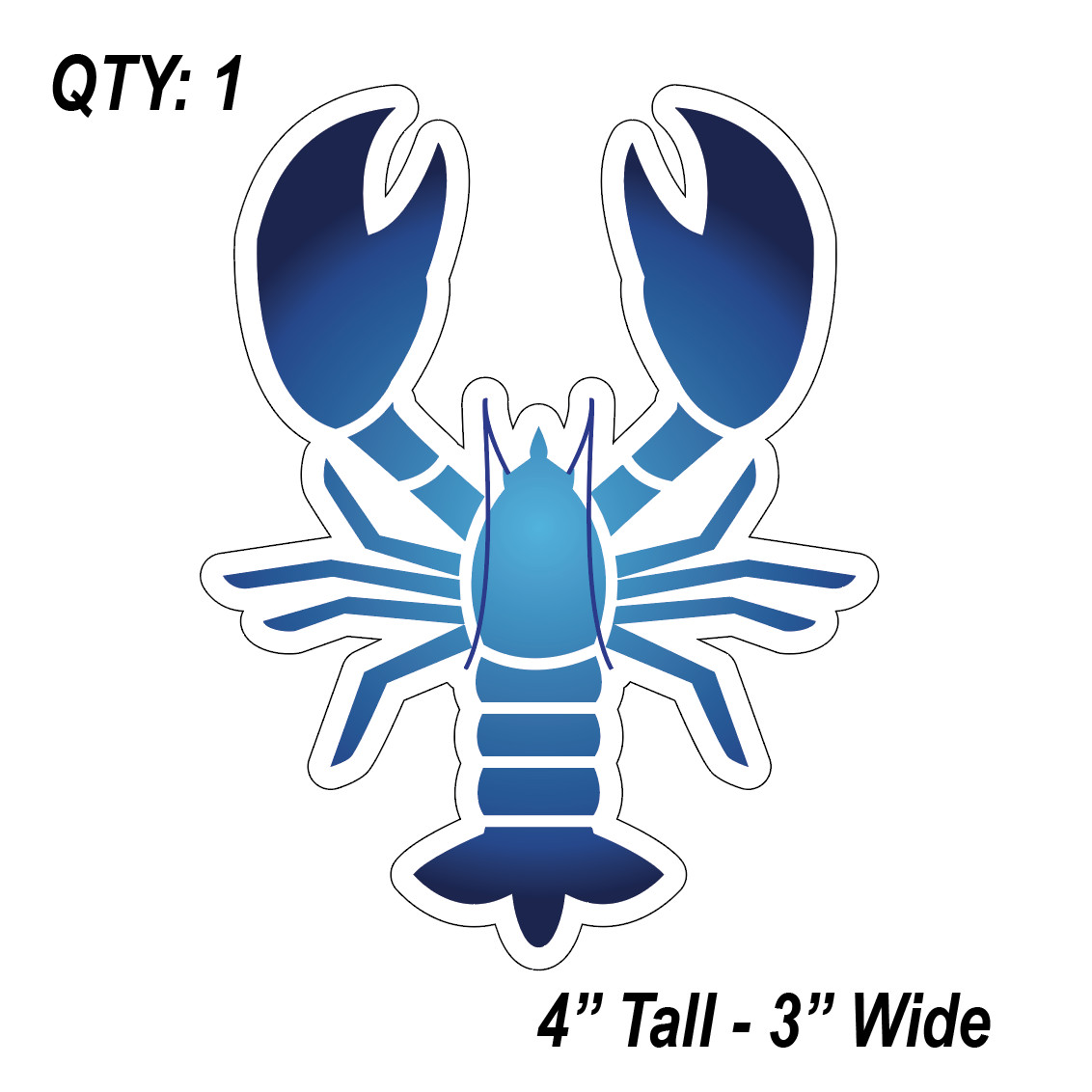 (1) ONE Blue Lobster Decal Sticker Car Boating Boat Ocean Surfboard Beach Scuba