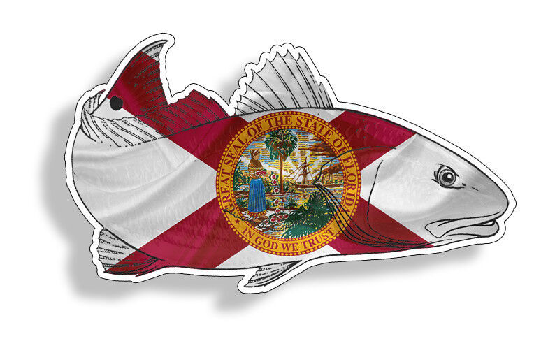 Florida FL Flag Redfish Red Fish Sticker Decal