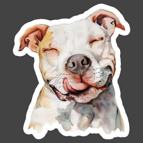 Pit Bull Sticker Vinyl Decal Silly Tongue Out Funny Dog Watercolor Art