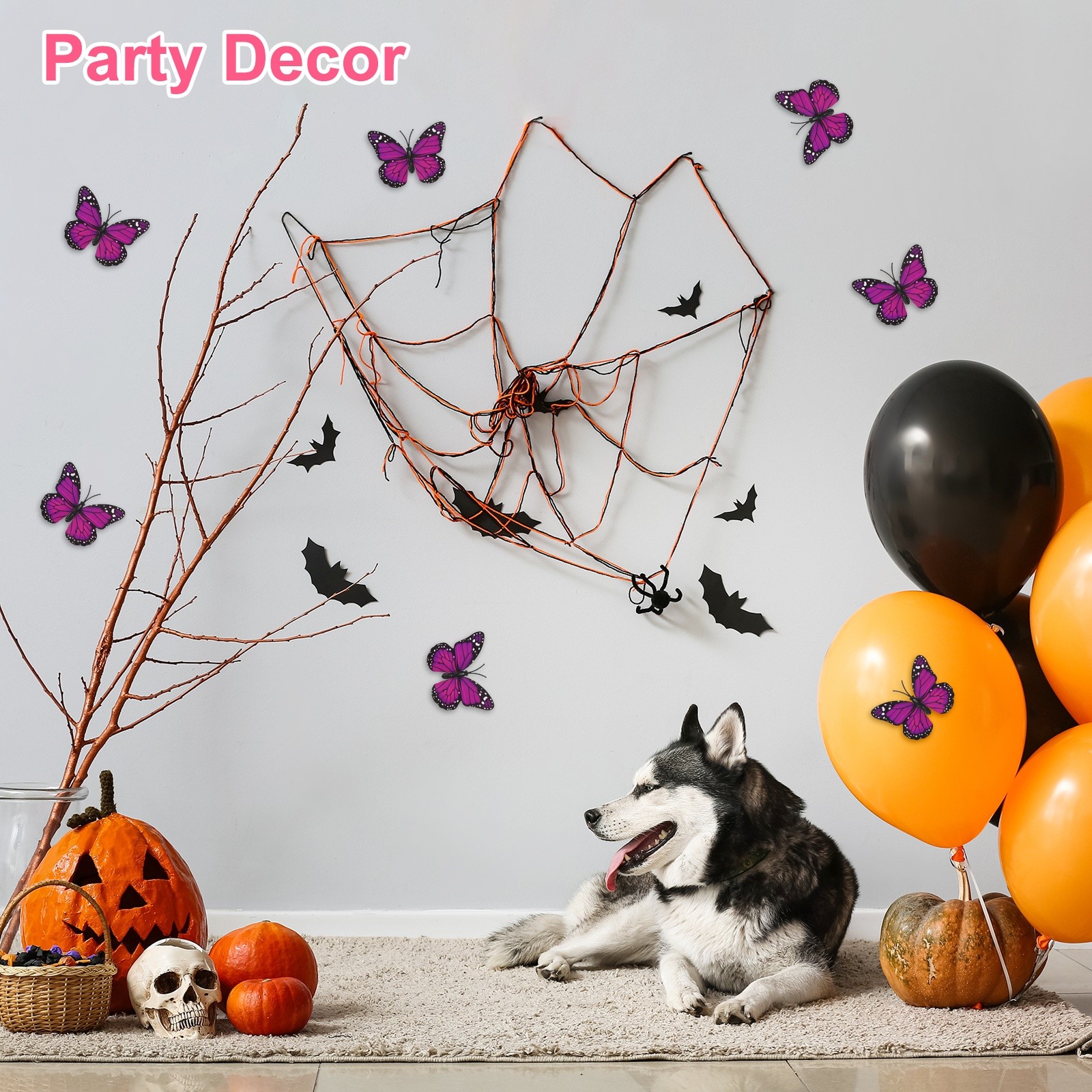 10pcs butterfly stickers 3D 7x5cm purple for walls