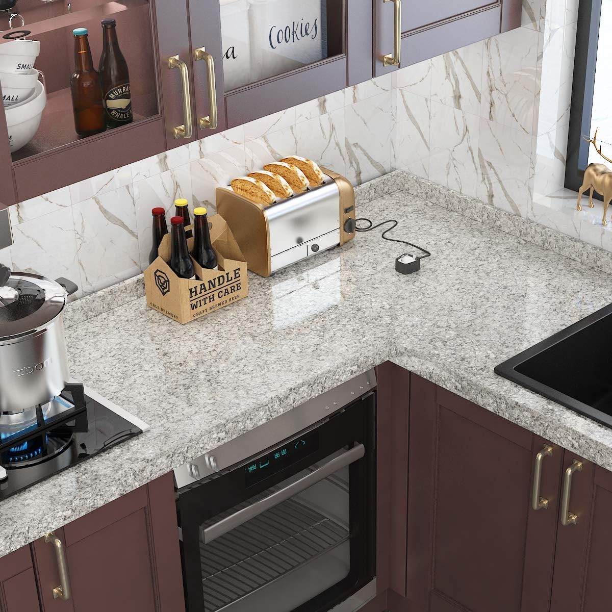 24 x 197 Inch Wide Granite Countertop Waterproof Gray Granite Peel and Stick …