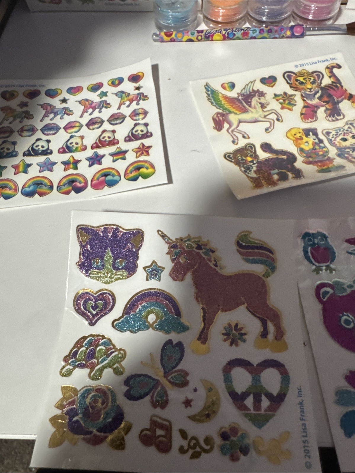 lisa frank temporary tattoos Sheets lot y2k glitter And Lisa Frank Glitter Pens