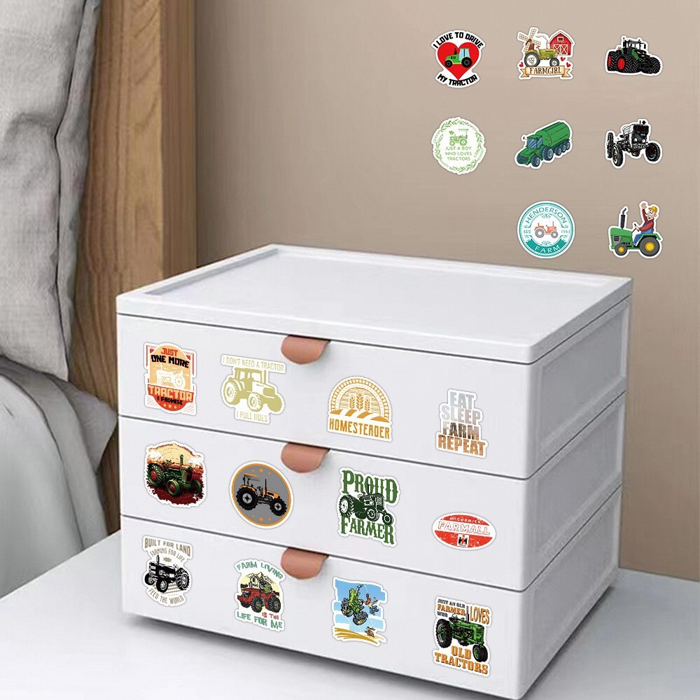 100Pcs Tractor Cartoon Sticker for Adults Teens Girls Scrapbooking Water Bottles