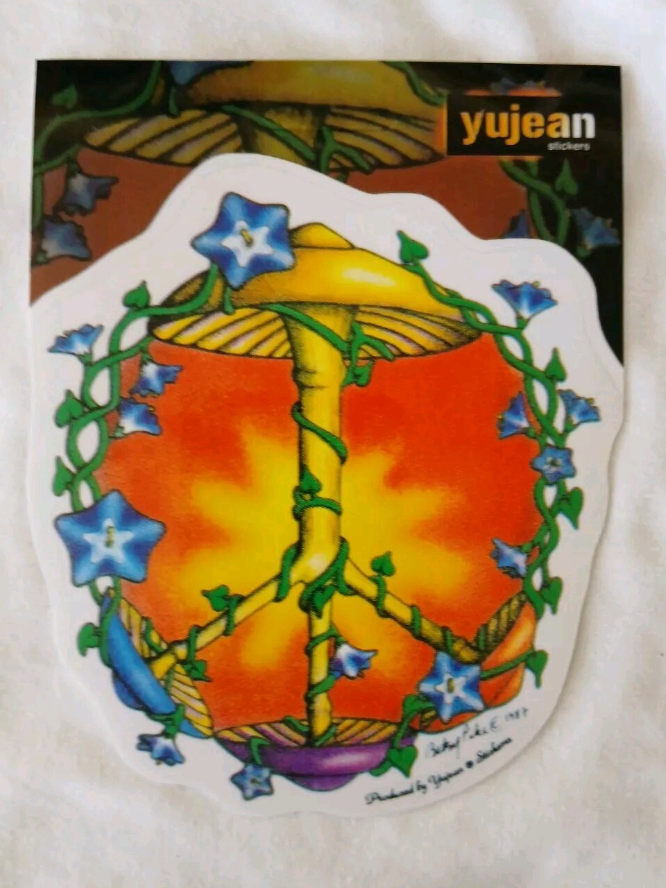 Peace Sign Mushroom Decal Sticker Clear Backing 4.1/2" x 5"
