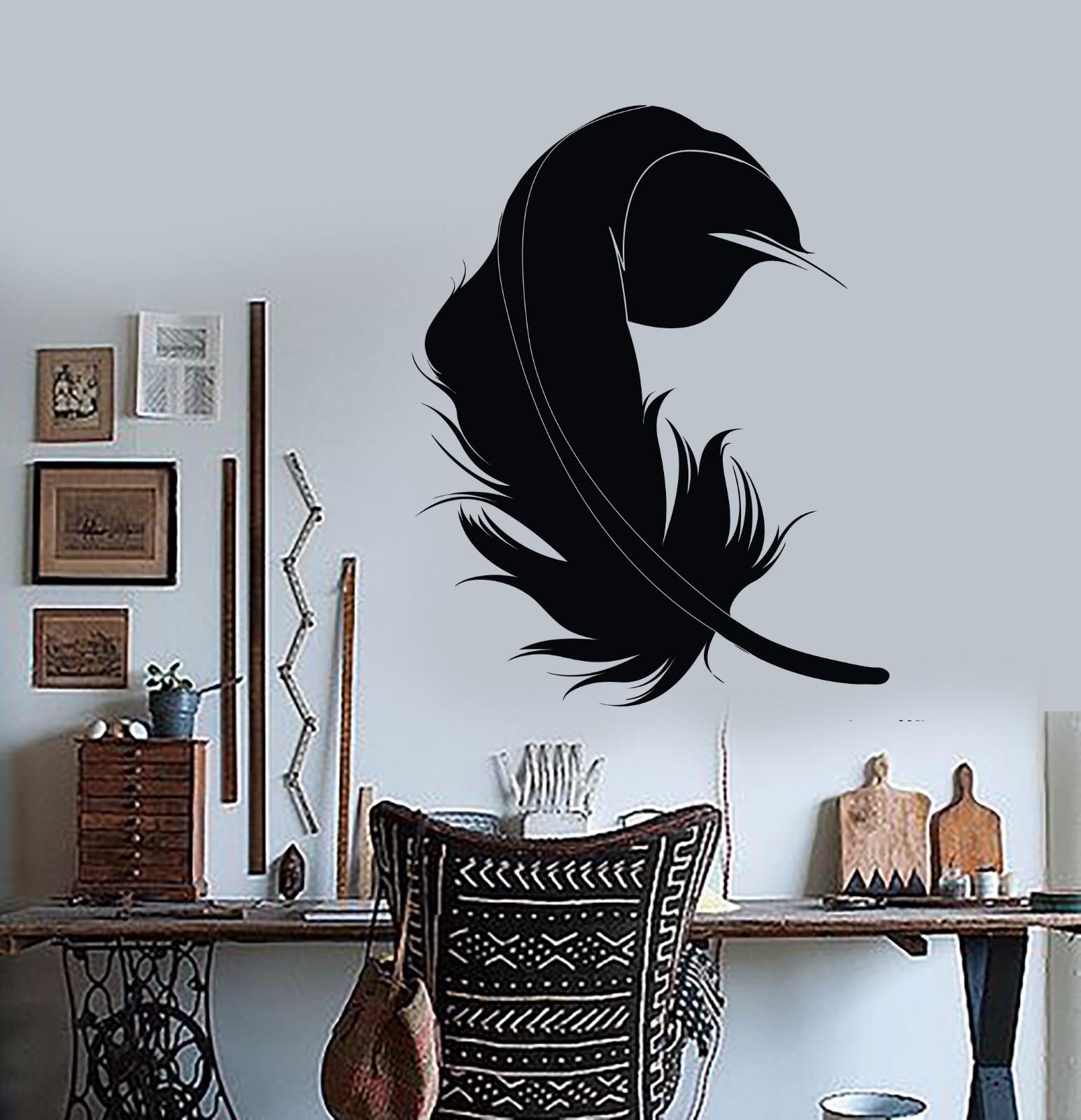 Wall Vinyl Decal Ethnic Feather Romantic Amazing Love Bedroom Decor z3893