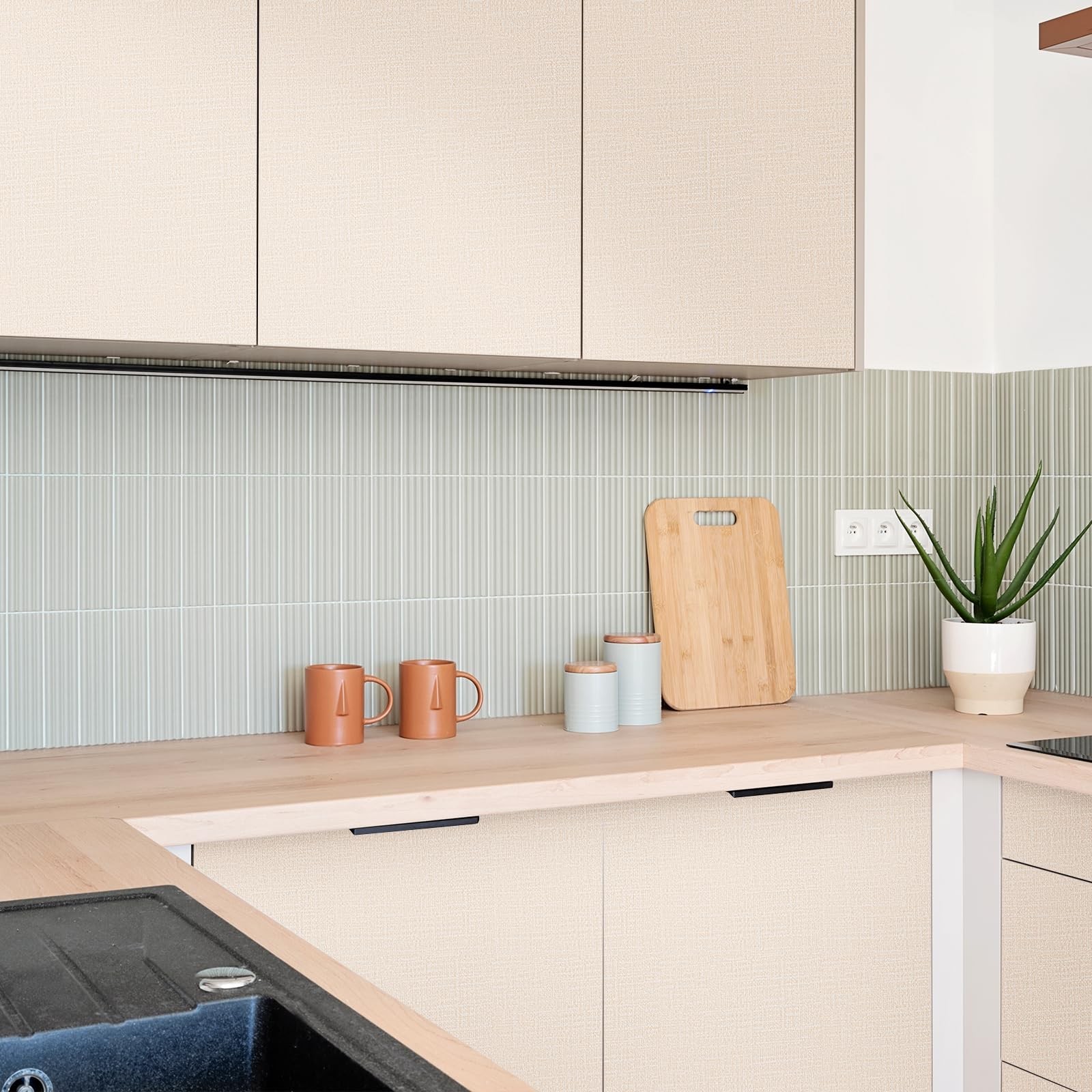 WADILE Wallpaper Peel and Stick for Cabinets and Removable Wall Paper, Textur…