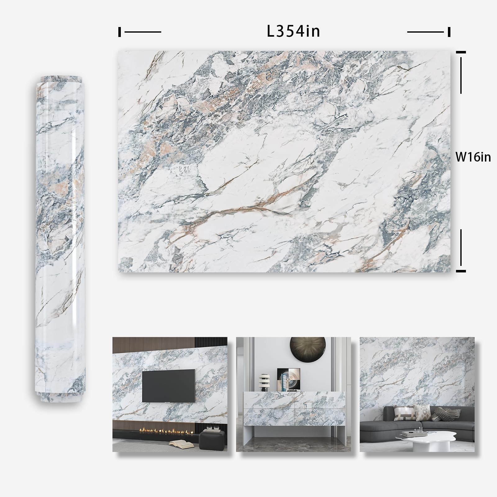 White Blue Marble Contact Paper kitchen Granite Laminate peel and stick Count…