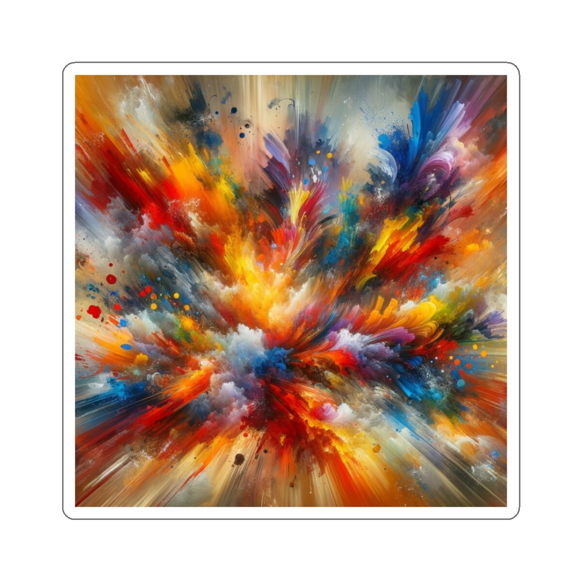 Sticker Abstract Expressionism Color Burst Artwork 2×2 3×3 4×4 6×6