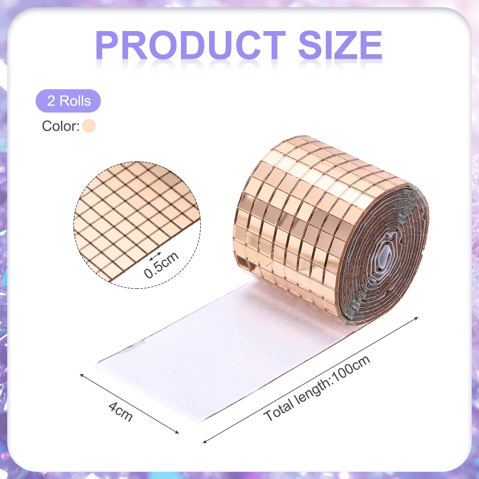 3200 Pieces Adhesive Mosaic Tiles 5 x 5 mm Disco Tiles Rose Gold 2 Pcs